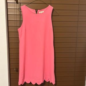 Scalloped pink shift dress